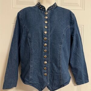 Stonebridge‎ Denim Top Blouse SZ 12 Western Rodeo Structured Bodice